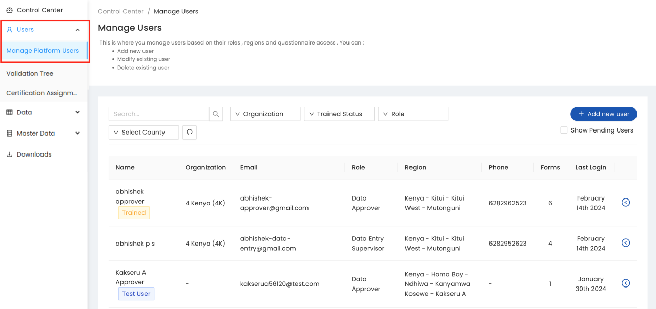 Manage Users Add Delete and Modify Users RTMIS documentation